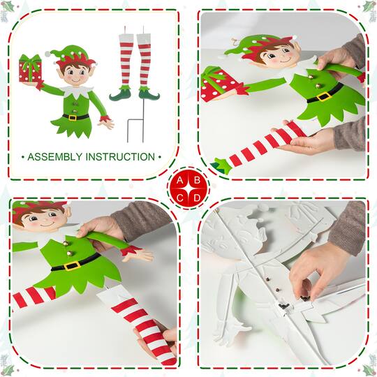 Glitzhome® 3ft. Metal Dancing Elf Yard Stake Set